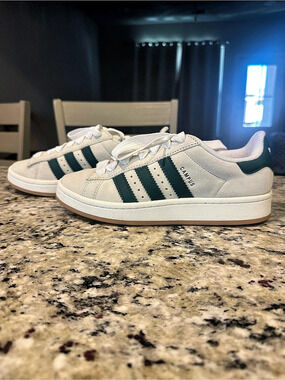 adidas Campus Sneakers in White & Green
